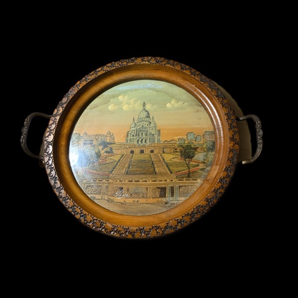 Vintage 🇫🇷 French 18th-20th century handmade “Boli" signed pyrography tray 10" - Picture 6 of 11